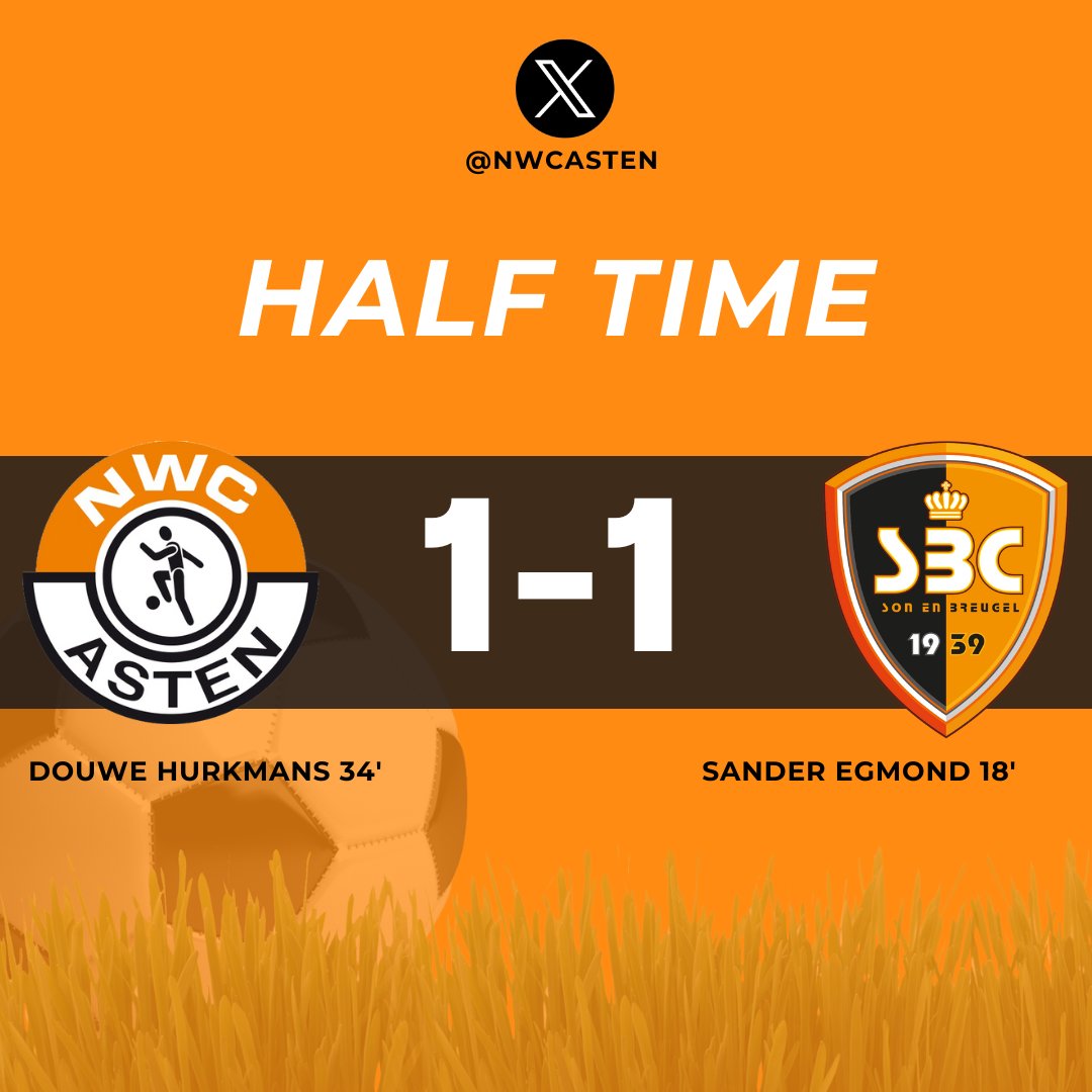 Rust in Asten, de stand is 1-1. NWC kreeg enkele goede mogelijkheden, maar overtuigt op voetballend vlak nog niet echt. Drie punten moeten hier toch echt wel mogelijk zijn!