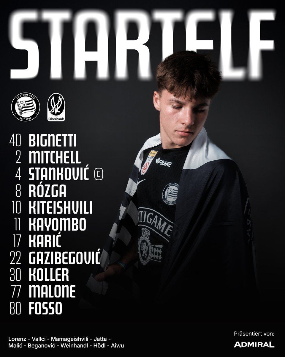 SKSturm's tweet image. Das ist unsere Bundesliga-Jahresauftakt-Startelf! 💪 #sturmgraz #AdmiralBL #STUSVR
____________
STU -:- SVR |⏱️17:00 Uhr