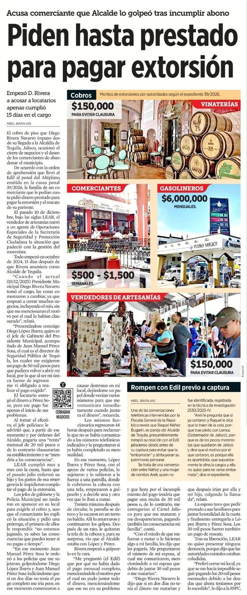 Miren...

Con razón hicieron fiesta en Tequila, Jalisco.

El narco alcalde de Morena casi les pedía cobro de piso por respirar.

A las vinaterías les pedía...
¡150 mil pesos por no clausurarlos!

A las gasolineras...
¡ 6 millones de pesos mensuales !

Así los de Morena...

👇