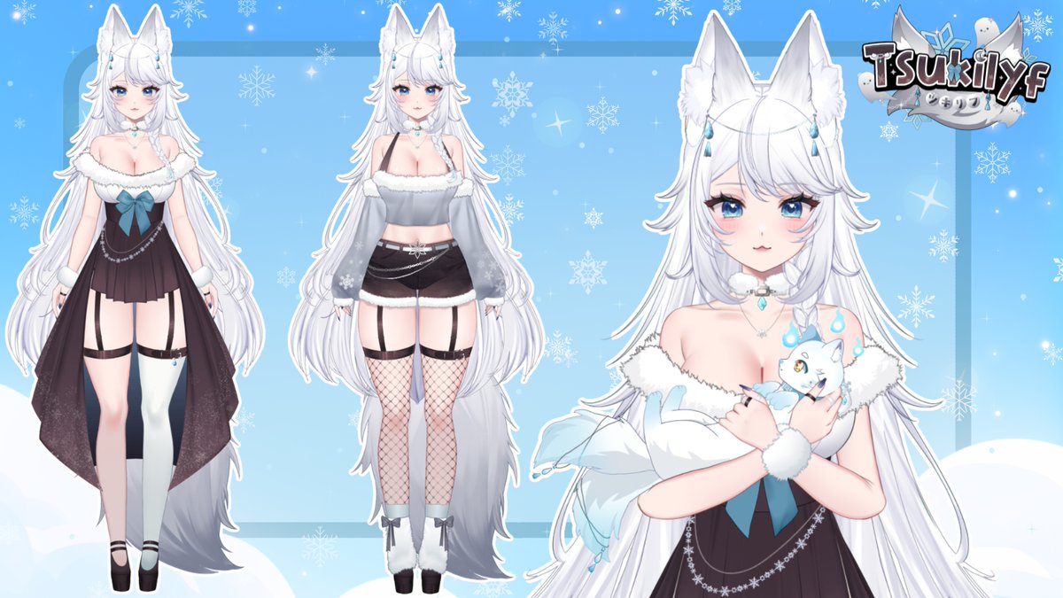 Tsukilyf's tweet photo. Let me reintroduce myself!! Hewloo! I'm Tsuki, your Arctic Kitsune Princess Vtuber! ⸜(｡˃ ᵕ ˂ )⸝♡   
─── ☽ ───   
♡ twitch: https://t.co/sPw5BMgY1J
♡ oshi marks: ❄️🦊🩶🌙
♡  art: #tsukilyfart
─── ☽ ───   
『 #GERVtuber❄️#Vtuber❄️#VtuberUprising ❄️#Vtubers 』 https://t.co/FodH9hJmR0