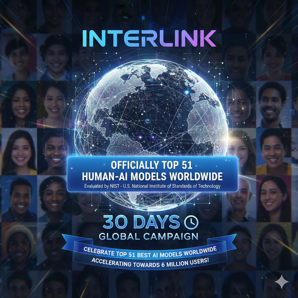 MSSwaroopMurala's tweet photo. InterLink has officially entered the Top 51 Human-Al Models worldwide, as evaluated by NIST - the U.S. National Institute of Standards and Technology. 
Interlink #ITLG #ITLX #ITL

#InterLinkAmbassador

@C_Interlinklabs @kv_interlink @reina_itl @inter_link @itlx_defi https://t.co/T7QlbOwiF0
