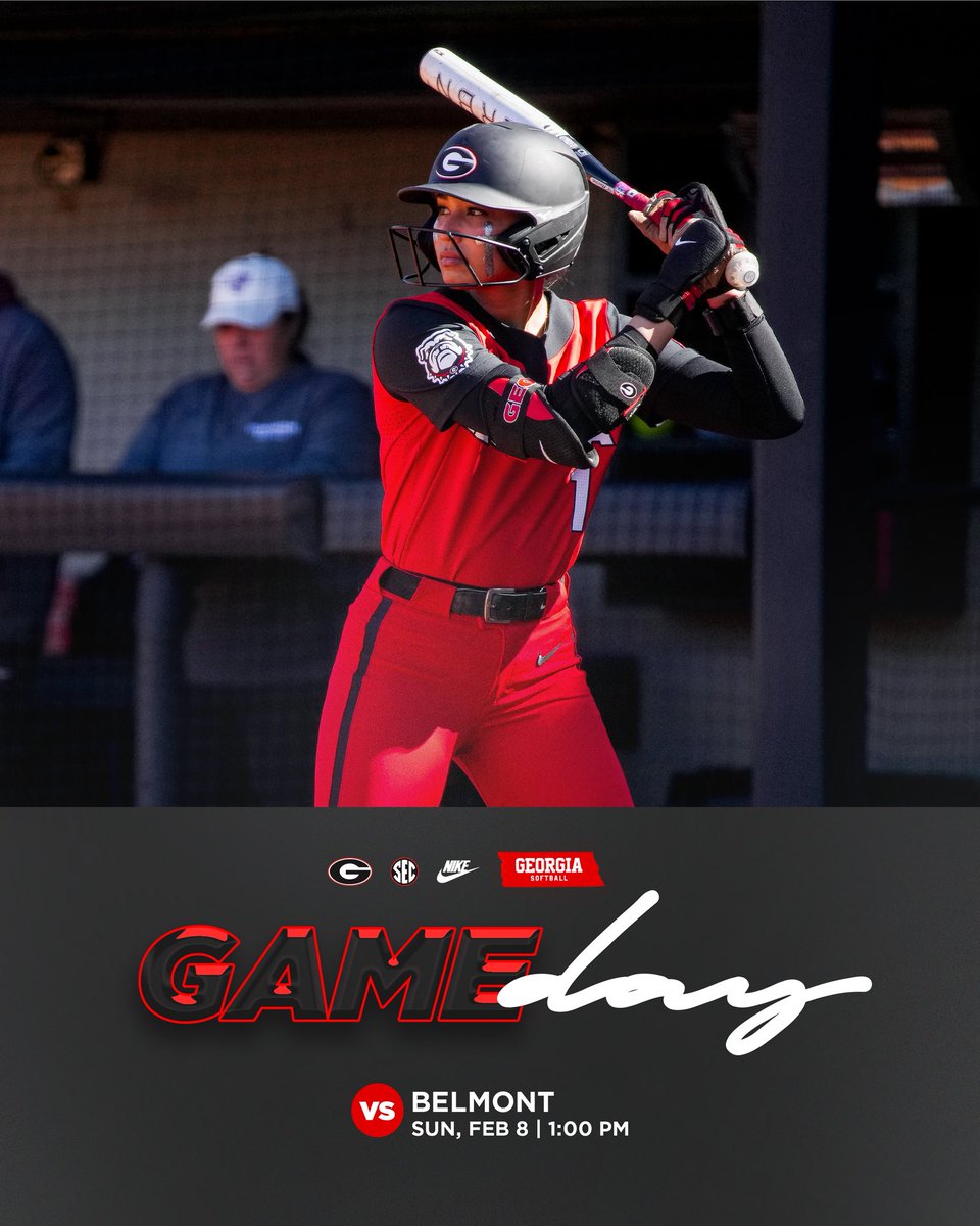 UGASoftball's tweet photo. ☀️day Showdown 

🆚 Belmont
📍 Athens, Ga.
🏟️ Jack Turner Stadium
🕒 1:00 p.m. ET
📺 SEC Network+
🎟️ Link In Bio

#Team30 | #GoDawgs https://t.co/9U3LaZdIn8