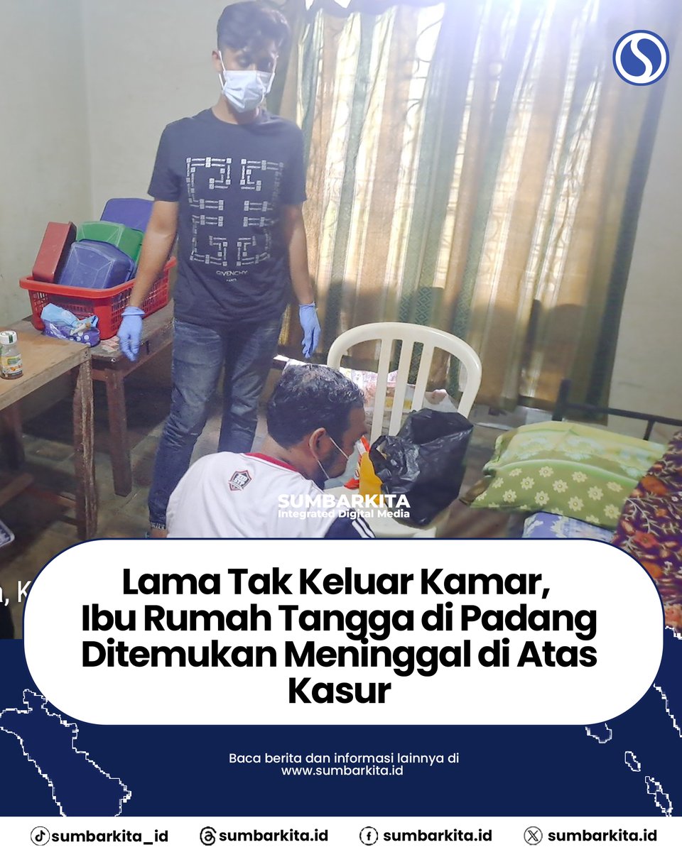 sumbarkitaid_'s tweet photo. Seorang ibu rumah tangga ditemukan meninggal dunia di dalam rumahnya di Jalan Simpang Sri Gunting Cendrawasih, Kelurahan Air Tawar Barat, Kecamatan Padang Utara, Kota Padang, Minggu (8/2/2026) sekitar pukul 09.30 WIB. https://t.co/UxrGkMWP1p