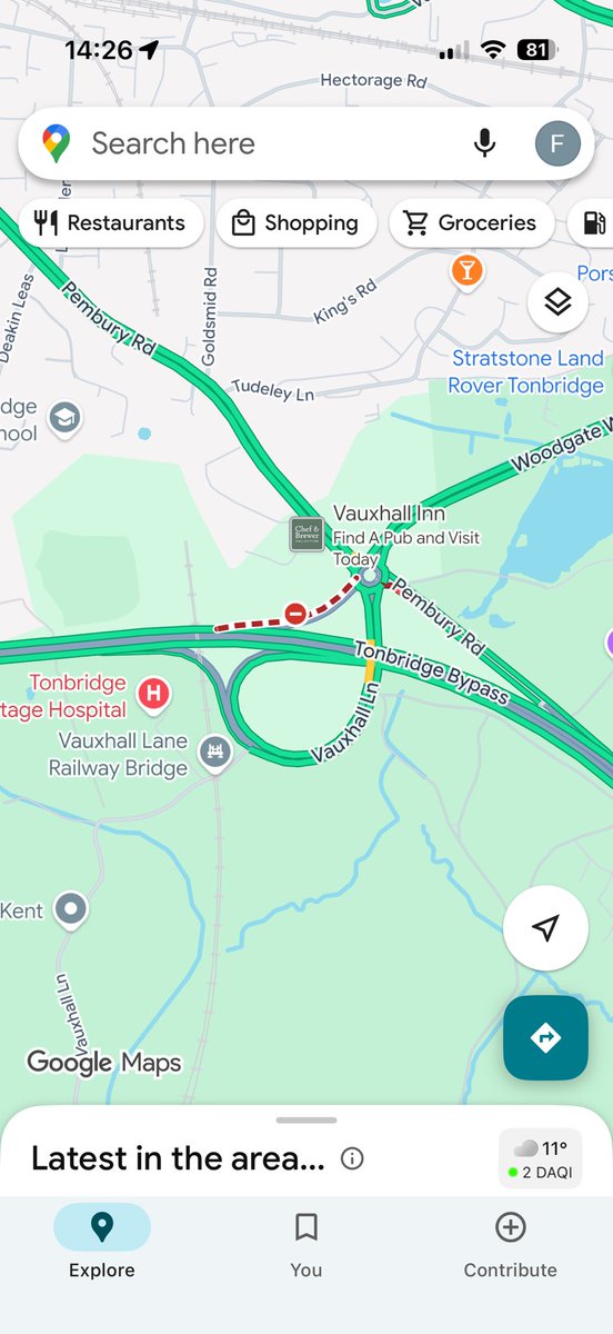 F1ona's tweet photo. @NationalHways Can you please advise when the “Vauxhall” turn off on the southbound A21 is going to reopen at Tonbridge? This has been shut for months now for no apparent reason https://t.co/m4VjYJ9hit