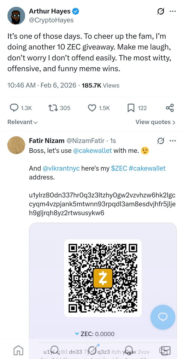 NizamFatir's tweet photo. @vikrantnyc @cakewallet I think if the @cakewallet community came together to encourage @CryptoHayes to use #cakewallet maybe he'd be interested in trying it. 😉

https://t.co/RZ0gECgDcK https://t.co/4tpFbnyNjV