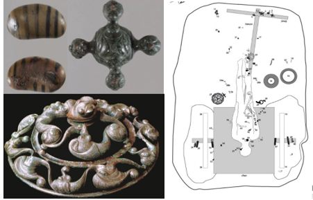 Archeologists believe that the individual buried in the  3rd century BC  chariot Burial "SP 1002" discovered at Roissy, was a Druid since his grave had no weapons and contained  amulets, divinatory tools and bronze ornaments displaying Pythagorean figures such as a tetractys.