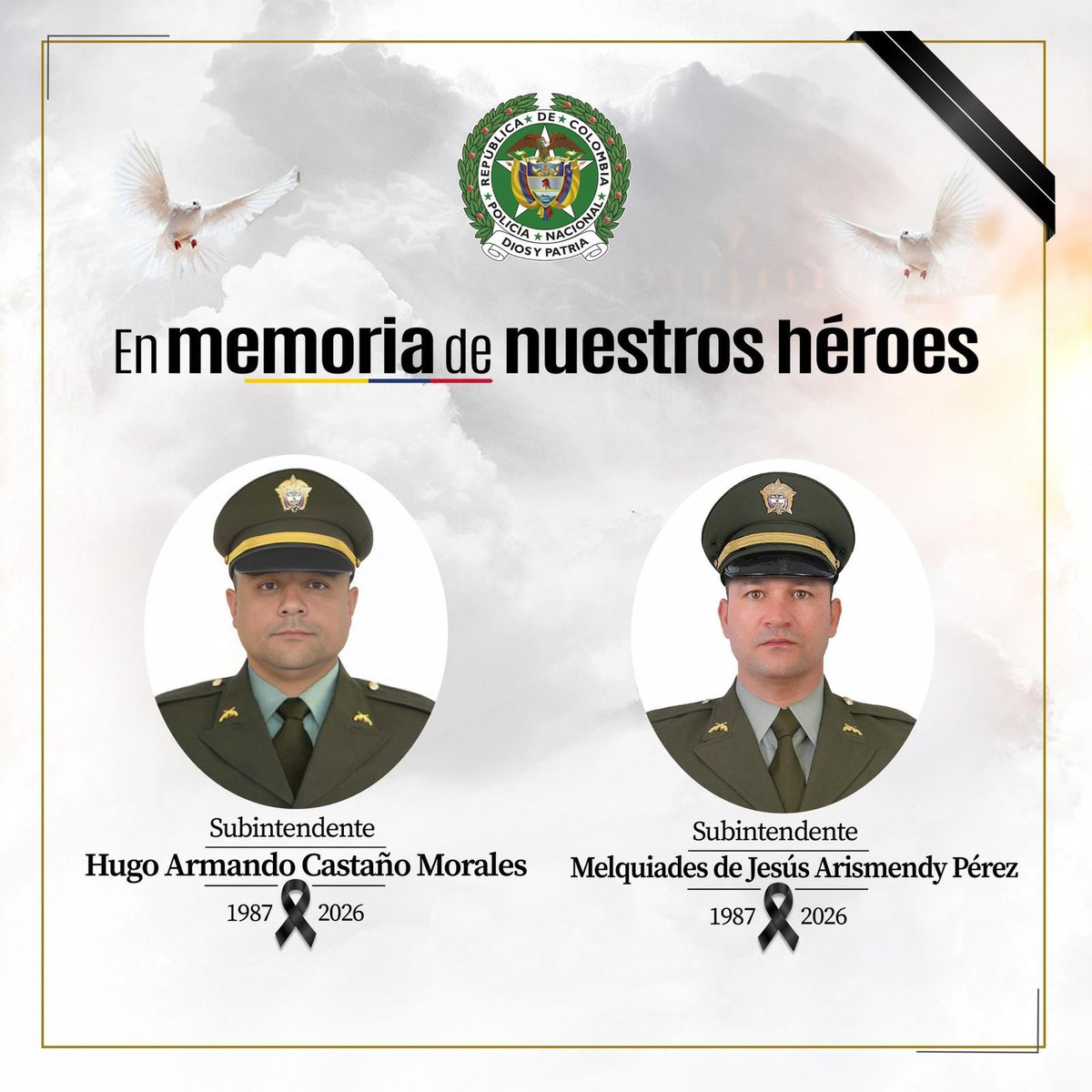 No cesan los ataques contra nuestra fuerza pública. Anoche, dos subintendentes de la Policía fueron asesinados en Anorí (Antioquia). Mi absoluto rechazo a este nuevo hecho de violencia que enluta a nuestro país y mi abrazo solidario a sus familias en este momento tan difícil.