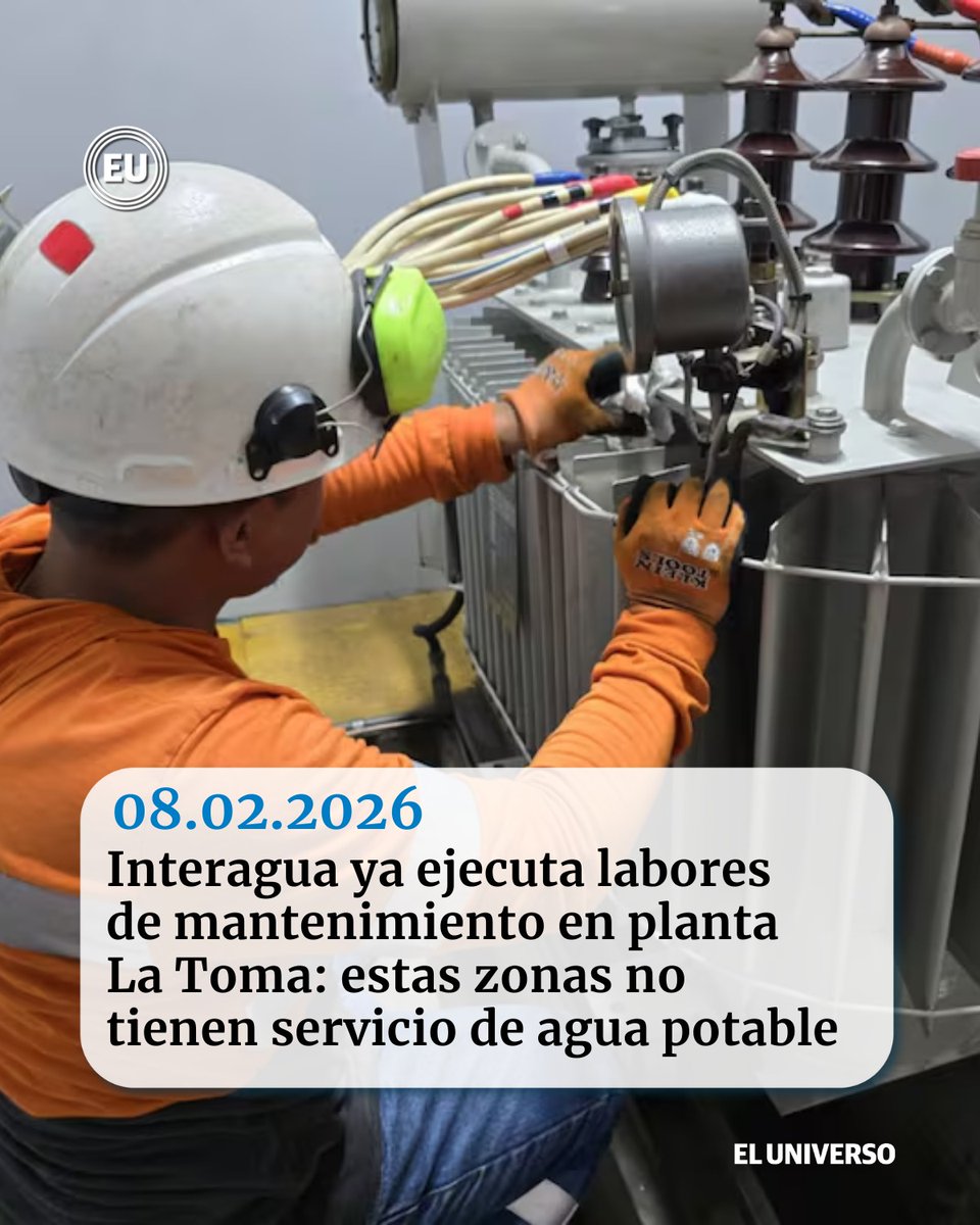 👉🏻ow.ly/uWav50Yb80X | #Interagua ya ejecuta labores de #mantenimiento en planta La Toma: estas zonas no tienen servicio de agua potable