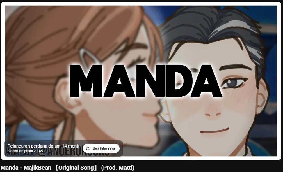 【Original Song】
Manda by MajikBean

🗓️ 08 Feb 2026
🕘 21:45 WIB (GMT+7)
🔗 youtu.be/s8doC7Jvwvc?si…

Gemes banget akhir-akhir ini mantengin TL, trus terpukau sama Toshi, like, "damnnn this guy's to good". Akhirnya menginspirasi ku utk menciptakan lagu ini. Dengerin yaa~