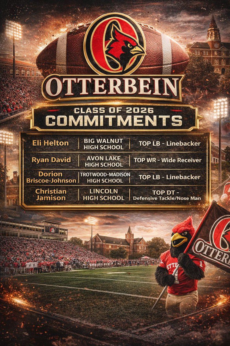 Ohio football prospects in the Class of 2026 headed to <a href="/Ott_Football/">Otterbein University Football</a>