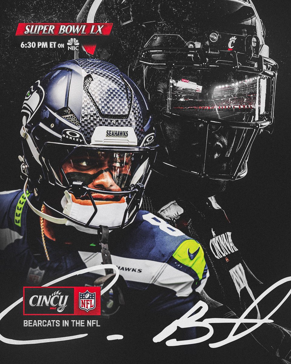 Coby Bryant plays in the Super Bowl today!

#SBLX | #BearcatsInTheNFL