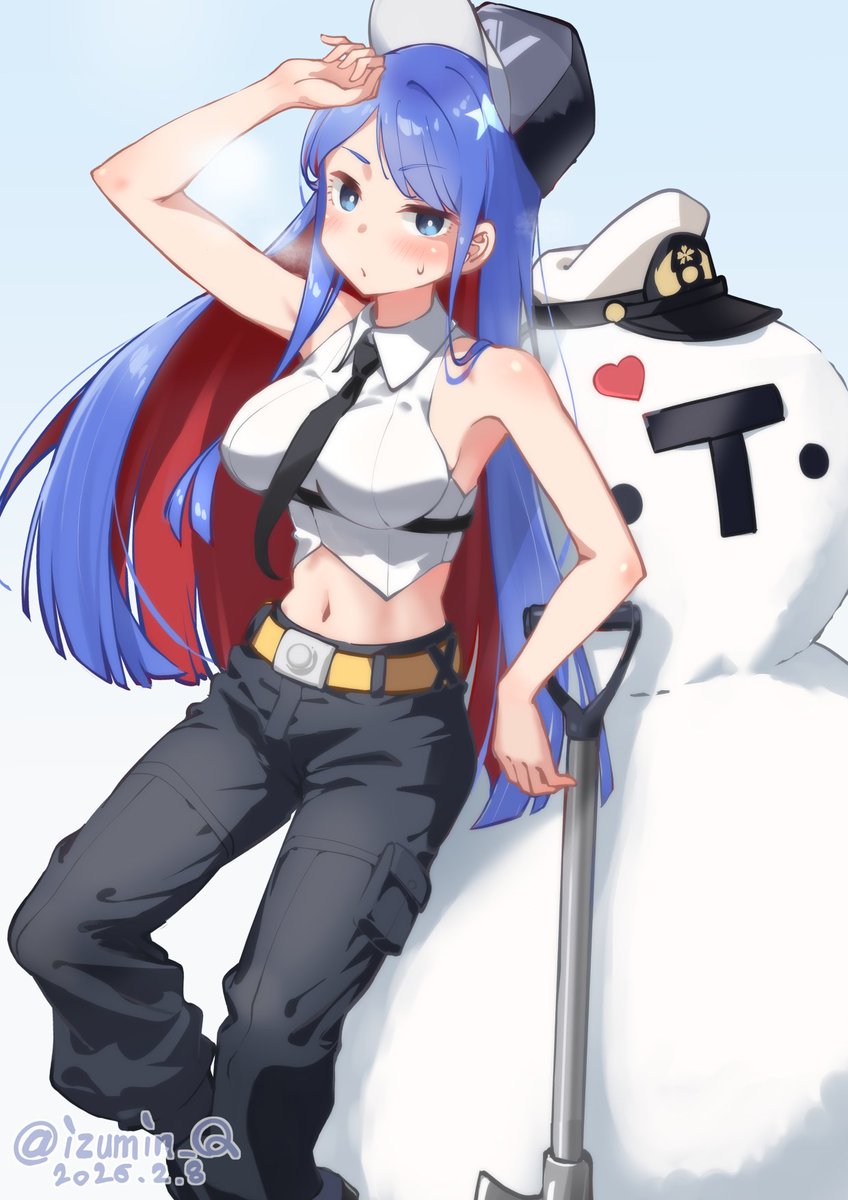 サウスダコタ(艦これ) 「サダ子さんとスノーマンT 思ったより積もりましたね #艦これ版深夜の真剣お絵描き」|いずみくまのイラスト