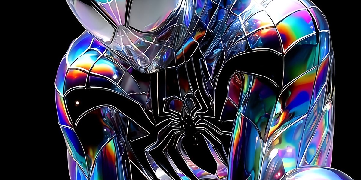aestheticsguyy's tweet photo. Tap the post to see chrome Spider-man