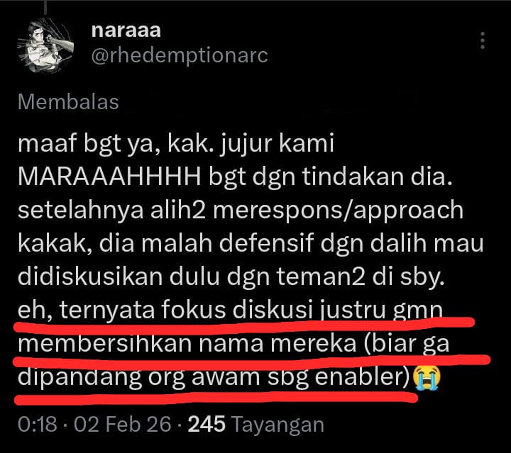 anarcuteee's tweet photo. Begitu juga dengan Nara @rhedemptionarc  yang melakukan cyberbullying dan menyudutkan saya tanpa konfirmasi, lalu menggiring opini seolah itu kebenaran mutlak. https://t.co/T9dNteS6NH