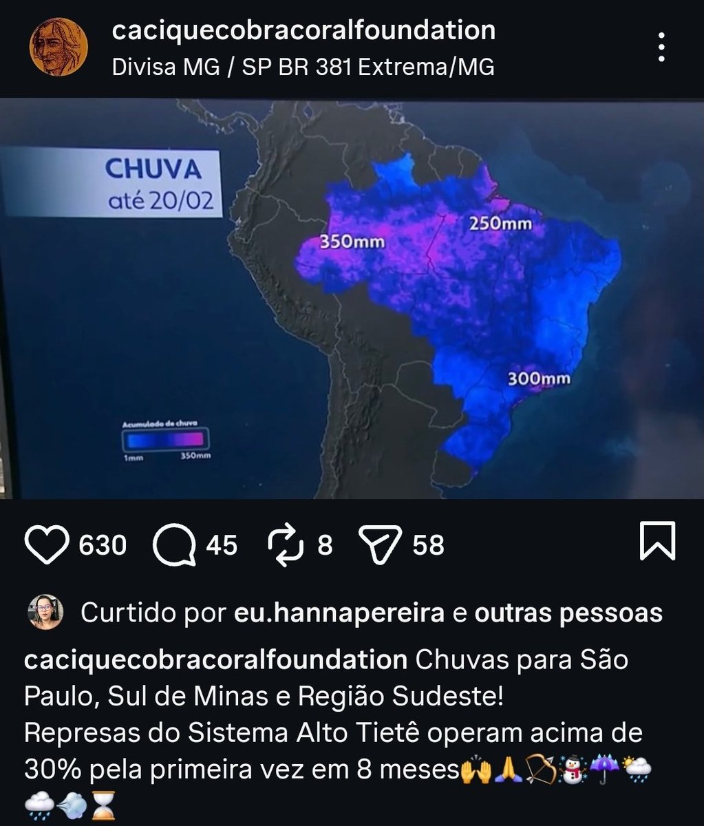o empenho que a fundação cacique cobra coral tá fazendo pra abastecer os reservatórios do sudeste é emocionante