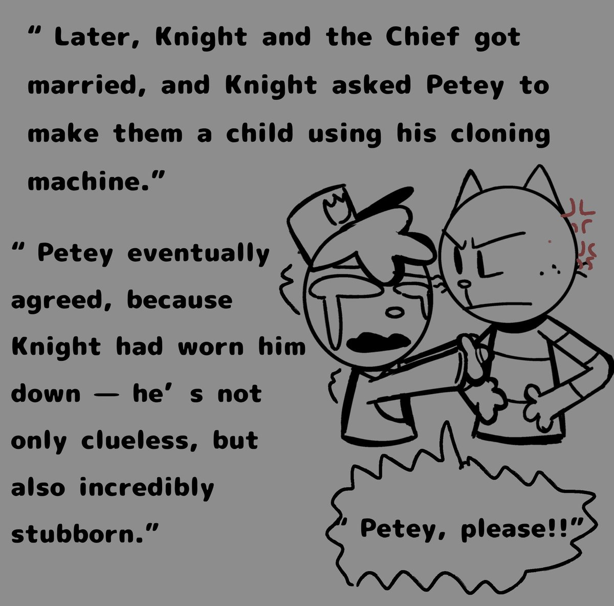 vod98778's tweet photo. “I made a backstory in advance about how the child appeared so there wouldn’t be any questions. I know it’s kind of strange, but since this pairing exists, why not draw them having a biological child?”

[#chiefKnight #KnightChief #Dogman 
#chief #officerknight #DogmanAU] https://t.co/XPVLnZrqma