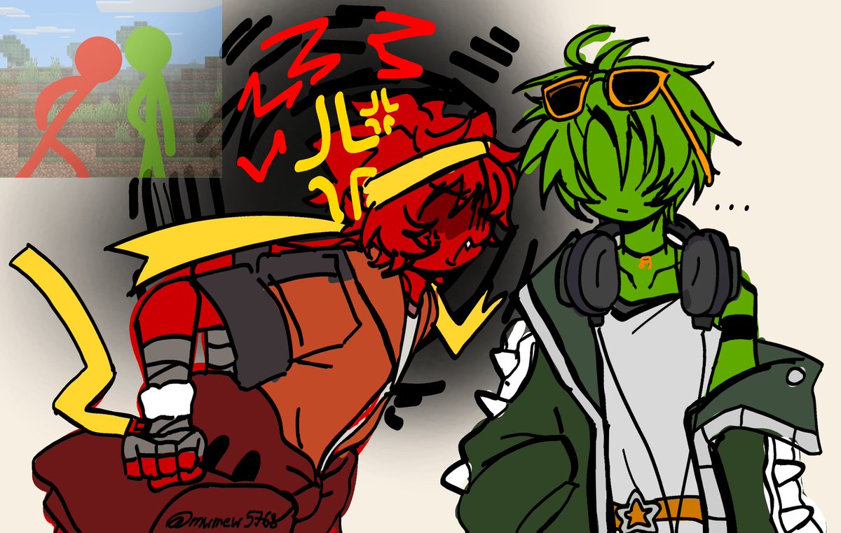 mwmew5768's tweet photo. draw this scene cause i dunno
#alanbecker #animationvsminecraft #avm #red #green https://t.co/AiySYSrk33