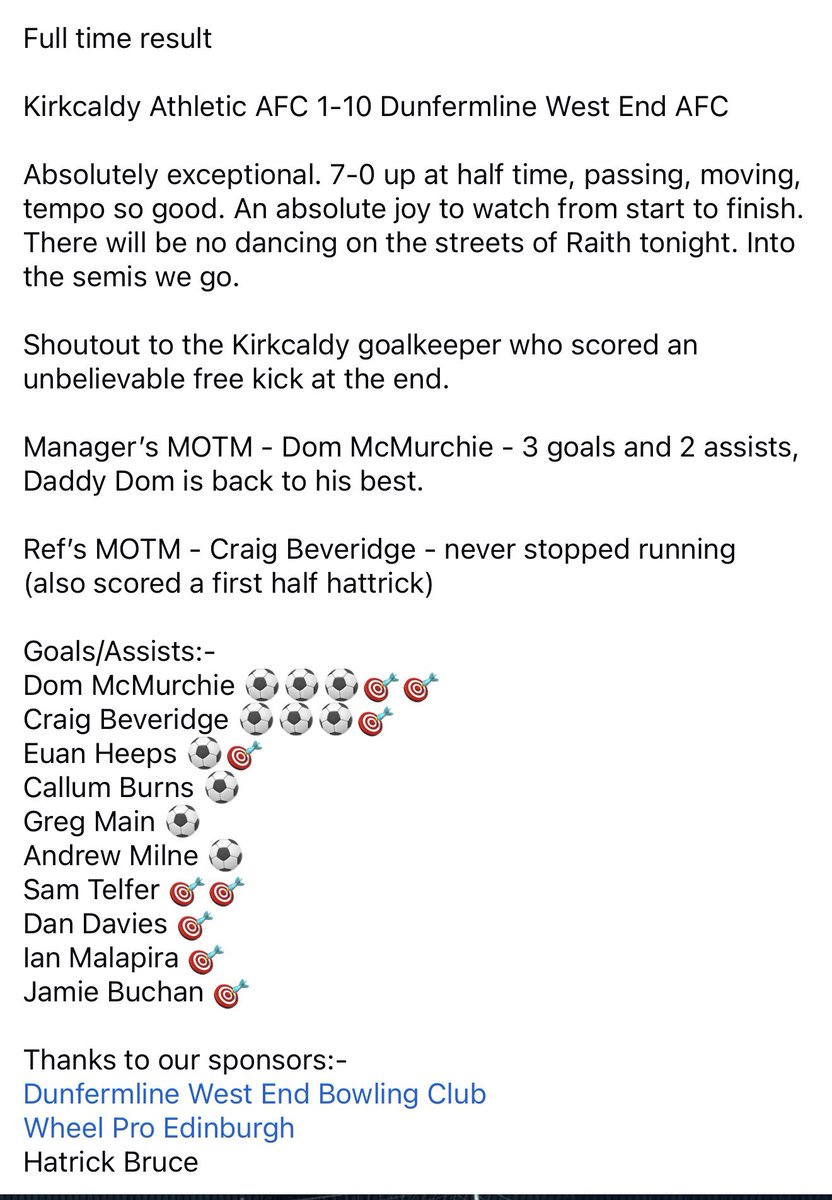 Dunfermline West End AFC tweet media