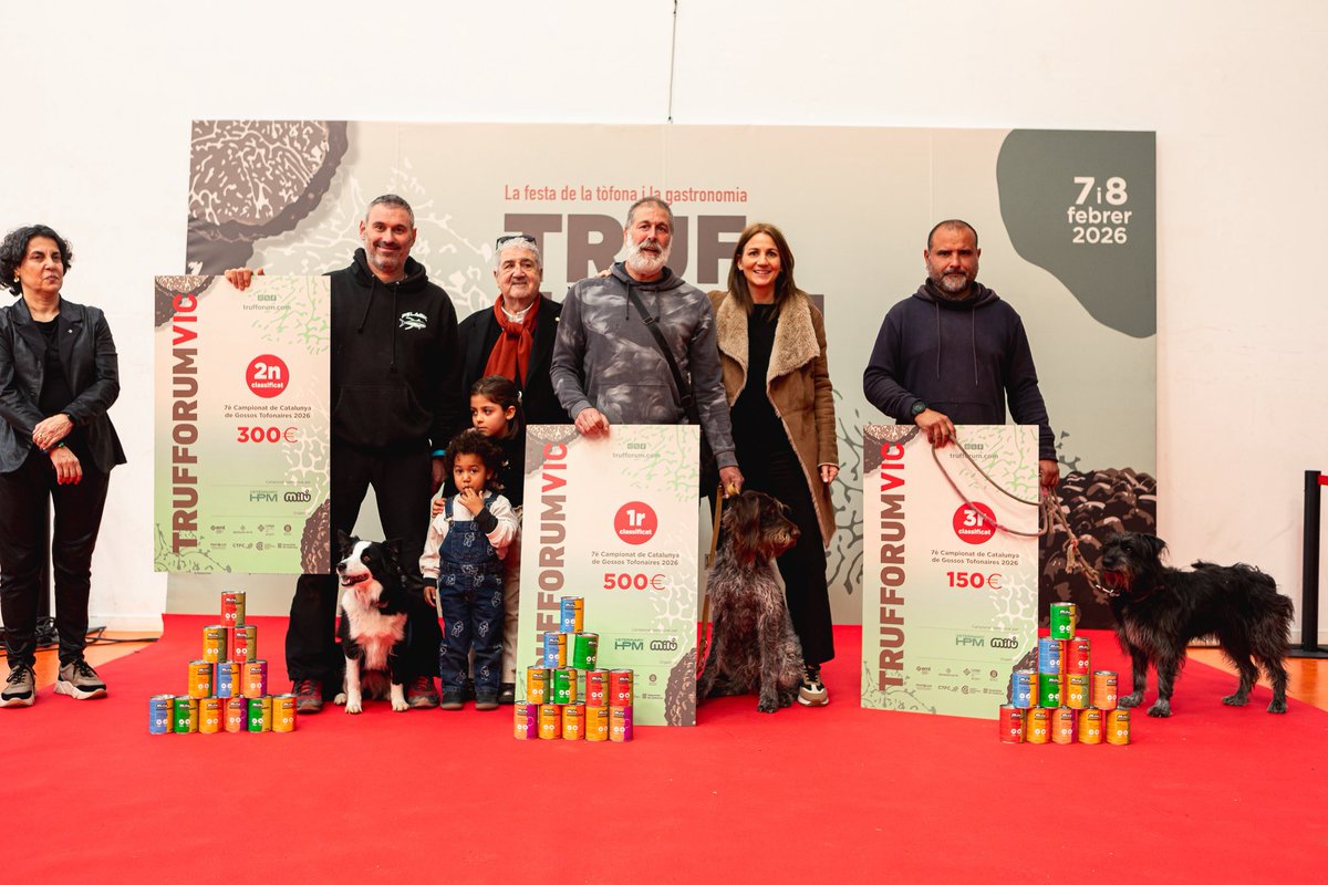 Trufforum_Vic's tweet photo. Campionat de Catalunya de Gossos Tofonaires · 7a edició 🐶🥳

🥇 1r: Maika - Enric Carbó 
🥈 2n: Queen - Òscar Beltran 
🥉 3r: Cueva - Raúl de la Morena 

Moltes felicitats a tots els equips participants, i especialment als guanyadors per aquest gran resultat! 🥰🐾 https://t.co/bosGZ0taWp