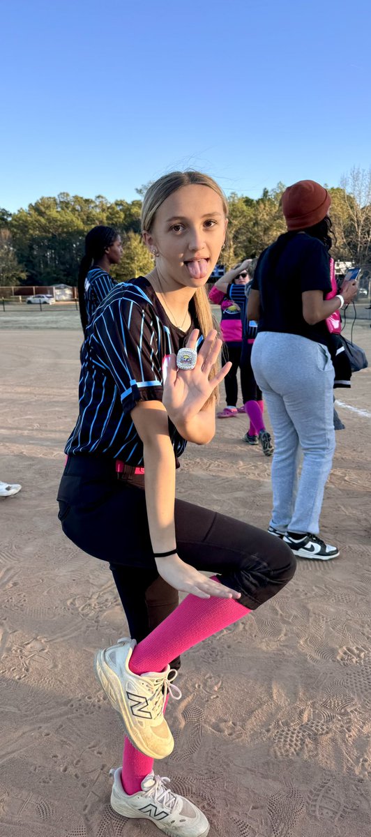 6 games total 
5 games in a row
Played from 8am to 5pm 
And she came home a champion💍🥎