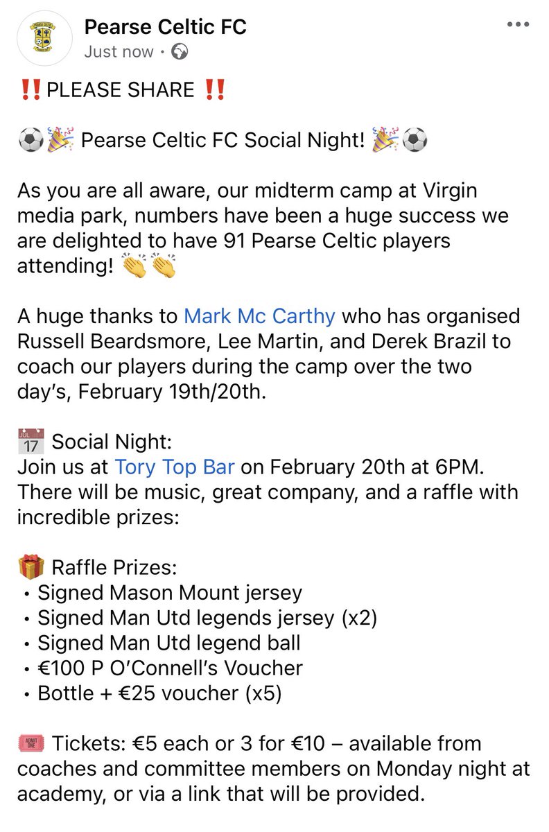 Pearse Celtic FC tweet media