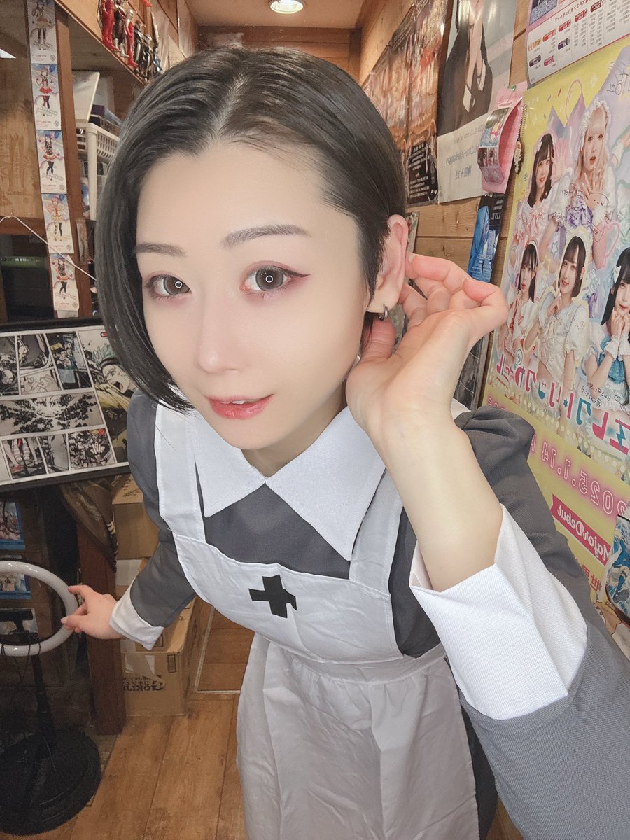 🥀今日はﾅｰｽday🏥
🥀本当はﾅｰｽ帽もあるけど上手く被れなかった😇
🥀5:00までみやさんと✨
🥀来ないとお注射100本だぞ💉