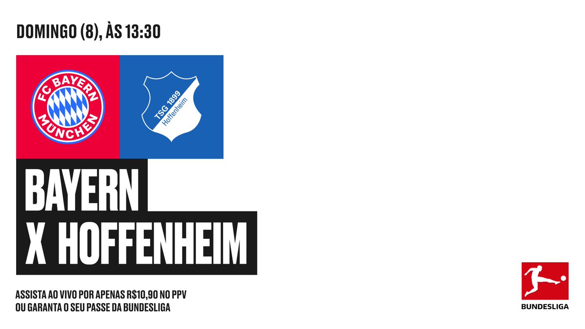 Daqui a pouco tem o líder Bayern encarando o 3o. colocado Hoffenheim no Bundesliga Pass via <a href="/OneFootball/">OneFootball</a>. A bola rola 13h30 comigo e <a href="/gerdwenzel/">Gerd Wenzel</a>