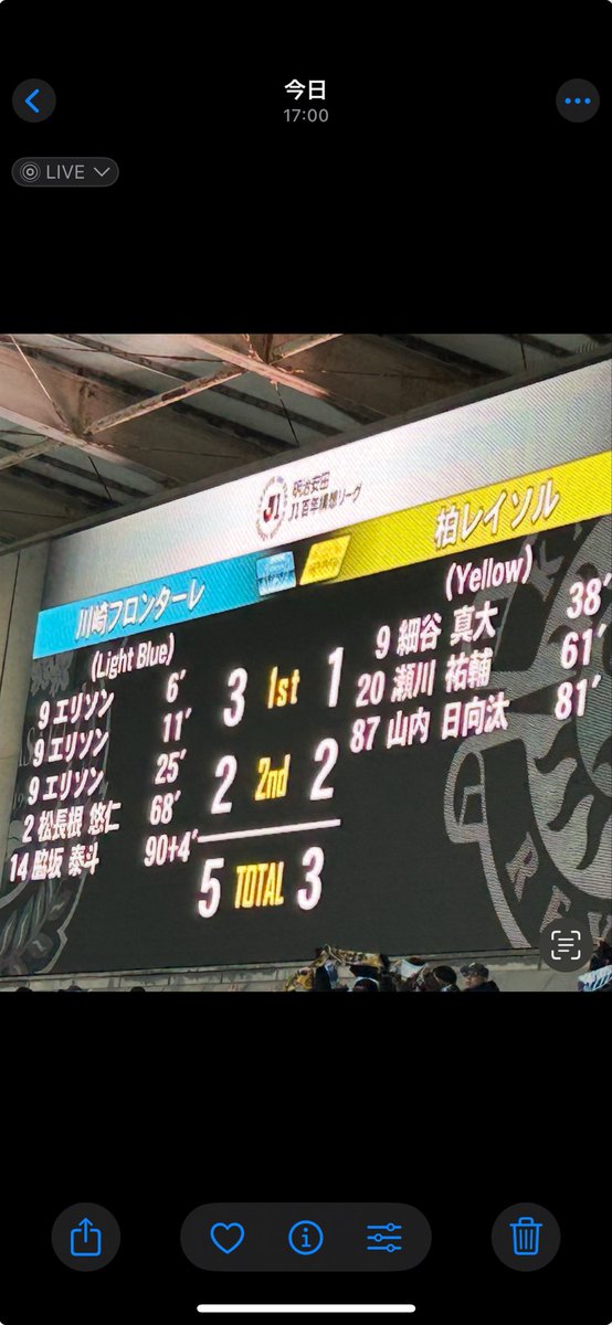 otacoman1's tweet photo. フロンターレ開幕戦！昨年もよく見たようなスコア。。
新加入選手も見れたし、ナガネのJ1初ゴールは熱かったし、たくさんゴールが見れるのはなんだかんだ楽しかった！ https://t.co/qfHGe5iHow