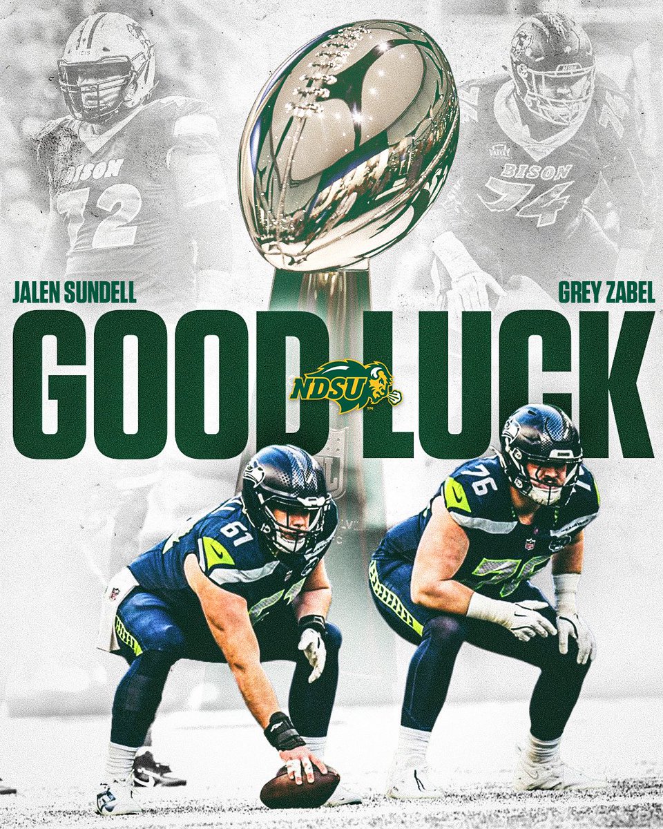 NDSUfootball's tweet image. Fargo ➡️ Seattle 

Good luck to Grey and Jalen in the Super Bowl today!

#ProBison | #SuperBowlLX