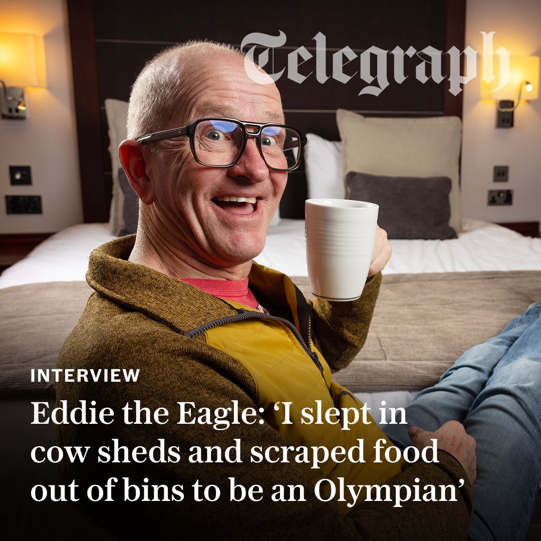 Telegraph's tweet photo. 🎿 38 years ago, Eddie “the Eagle” Edwards propelled himself into the freezing skies above Calgary less like a guided missile than a slightly skittish ostrich, but who made millions of hearts soar en route.

To his astonishment, Edwards has extended his 15 minutes of fame for a lifetime.

Read the interview here 👇
https://t.co/Zc2wareOk5