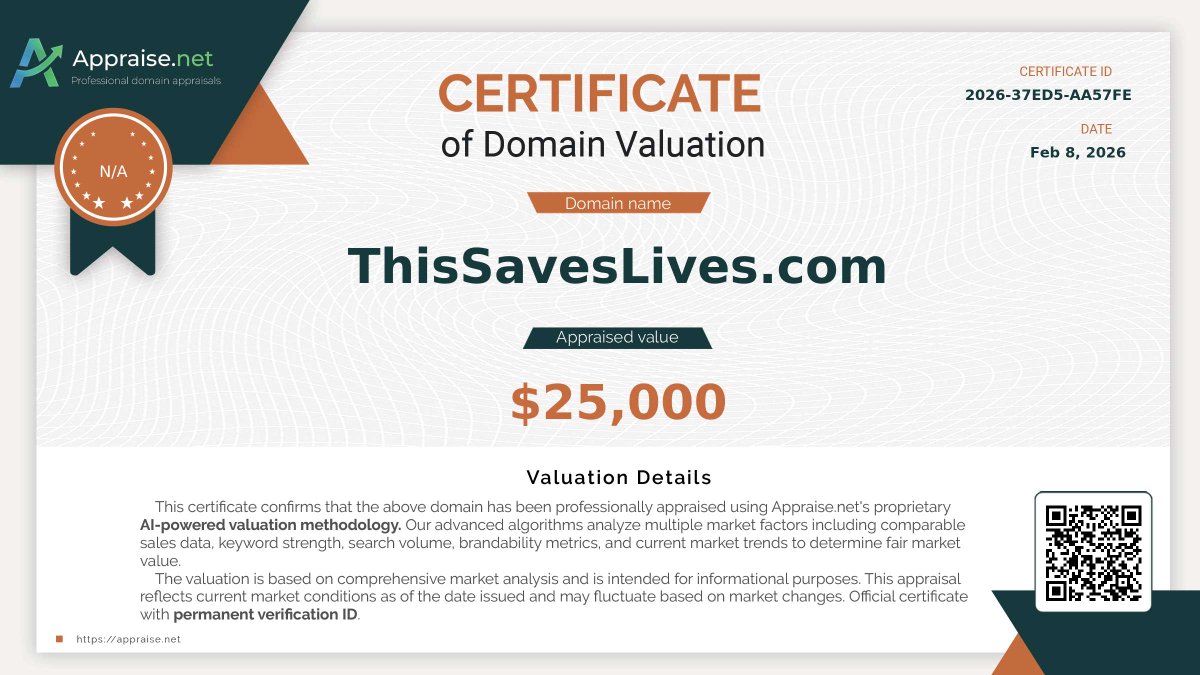 🔥 Yesterday's Top NameBio Sale: ThisSavesLives.com

💰 Sold for: $15,450
📊 Our AI Appraisal: $7,500 - $25,000 ✅

See the full analysis: appraise.net/p/2026-namebio…