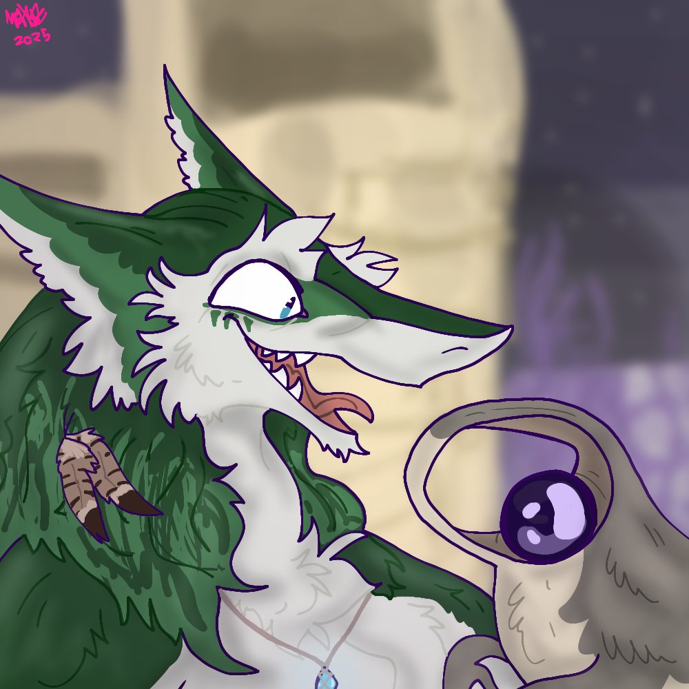 Jericho holding one the the talyxian dog pups he found walking around. A rare vilous themed piece of which i really need more of. Art by putridamygdala on blusky