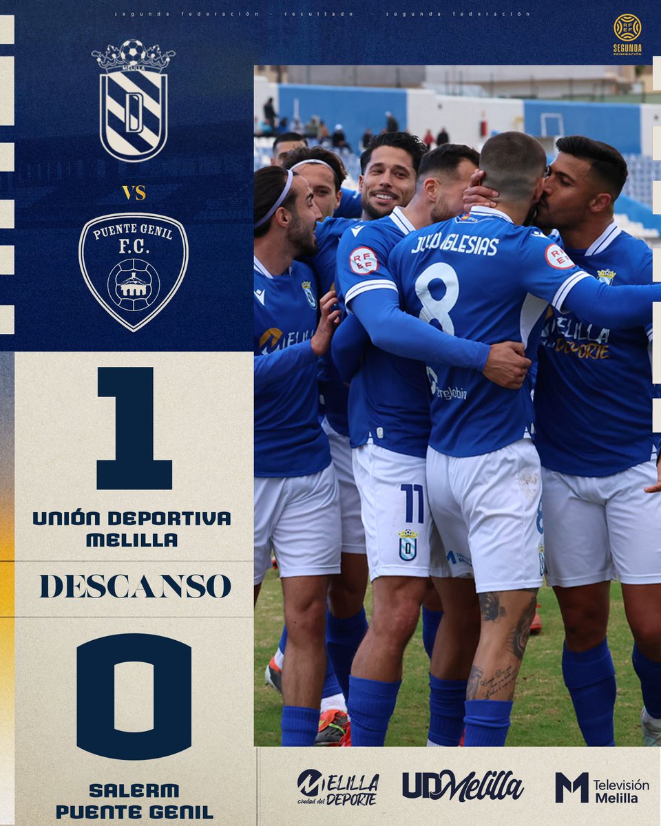 #MelillaPuenteGenil ⏱45' | 1-0

⏸¡NOS VAMOS AL DESCANSO!

 #SegundaFederacion