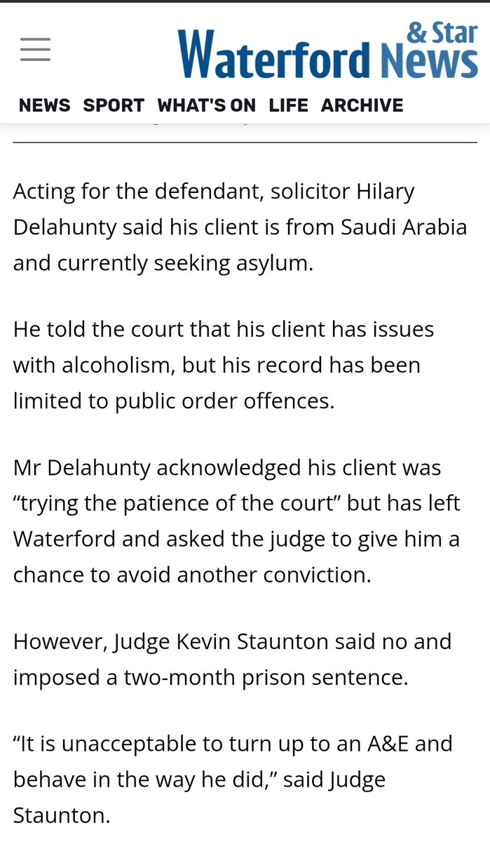 🇮🇪 Ireland - 8th February 2026

Asylum seeker from Saudi Arabia with 3 previous convictions has been jailed for abusing people while he was drunk in University Hospital Waterford A&amp;E.

No deportation order.