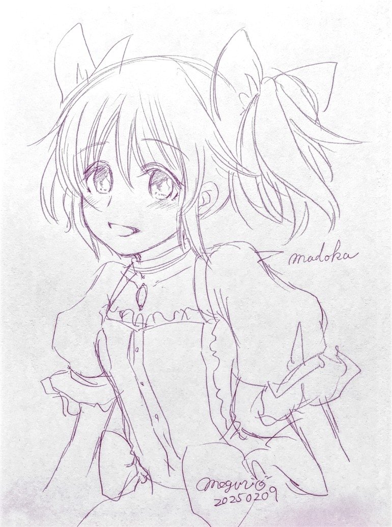 まどか。
絵柄が違いすぎて自分の絵柄でファンアート描けないから足掻きまくってもこれ😭
最推しは、何度でも言うけどほむらちゃん。好きすぎてなおのこと描けない😂😂
