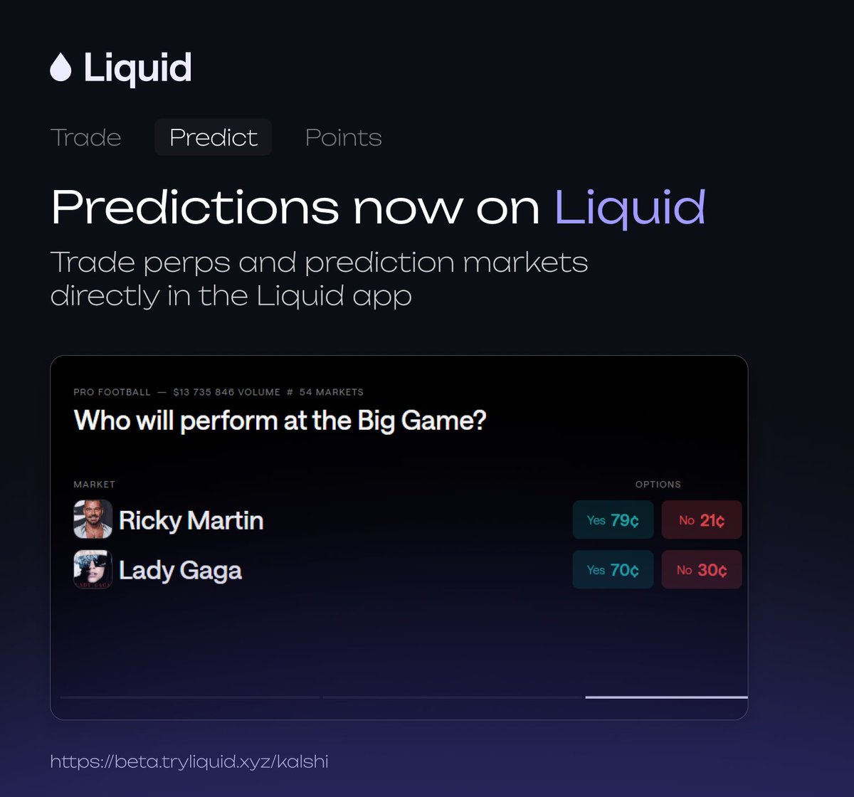 Valoxeth's tweet photo. Liquid has received a major update!

Now you can trade more than just perps

The prediction market is now available, yes, right on @liquidtrading 

Join and test this: https://t.co/6Cn8c2eZHJ https://t.co/HeVTOWE3hC