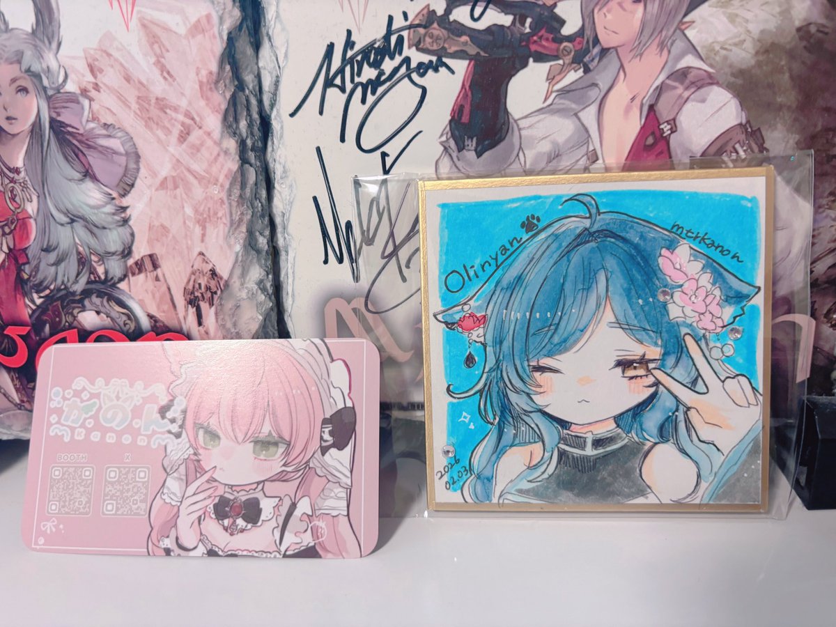 もちにゃんからサプライズプレゼントでかのんちゃんのミニ色紙描いて