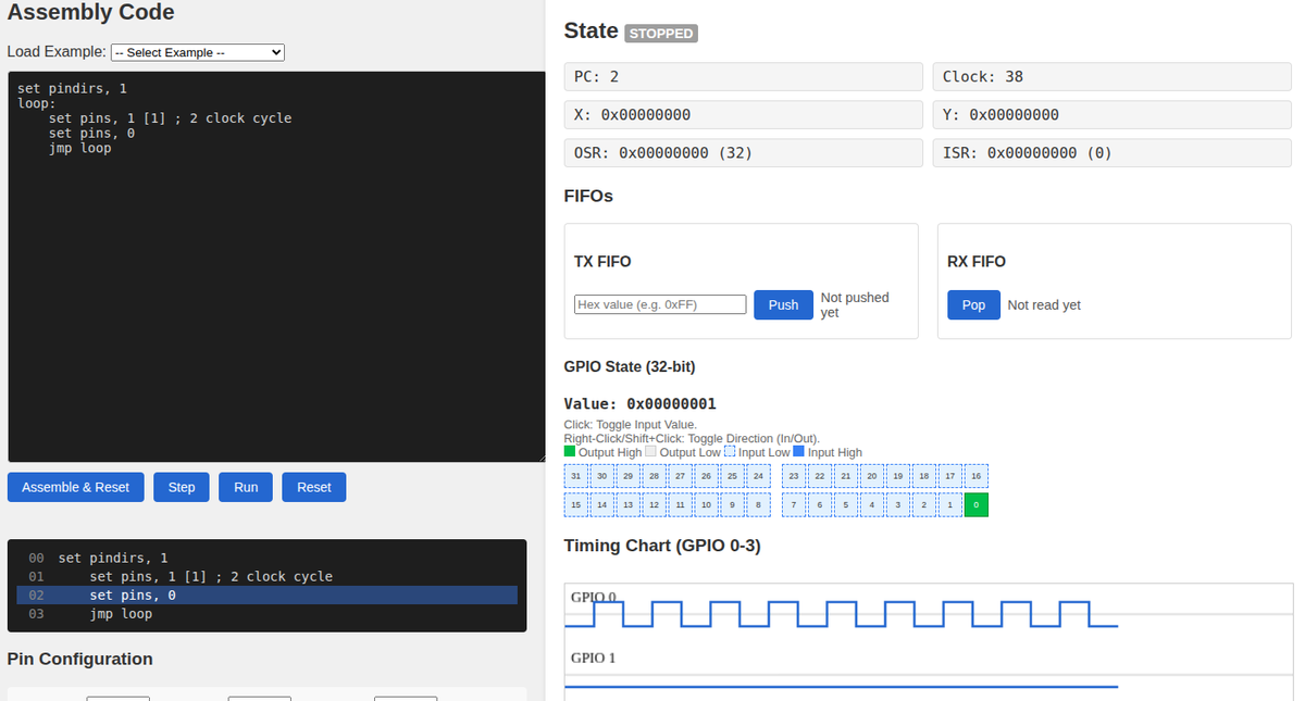AstraKernel's tweet photo. ⚡️ Using PIO for LED Blinking on Raspberry Pi Pico in Embedded Rust

- Intro to PIO in Raspberry Pi Pico

- Simple PIO assembly code to blink LED 

- Guide to use the PIO Simulator to visually understand the signal generated corresponding to asm

https://t.co/oAwsyYrPjn https://t.co/BnrKLkbKX6