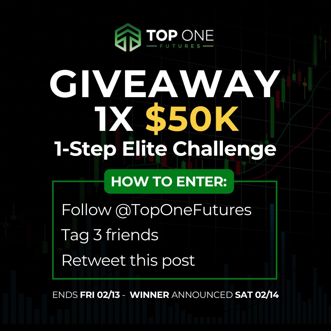 We’re giving away 1x $50K 1-Step Elite Challenge 💥

How to enter 👇
• Follow <a href="/TopOneFutures/">TopOneFutures</a>
• Tag 3 friends
• Repost this post

That’s it. Simple.

⏰ Ends FRI 02/13
🏆 Winner announced SAT 02/14