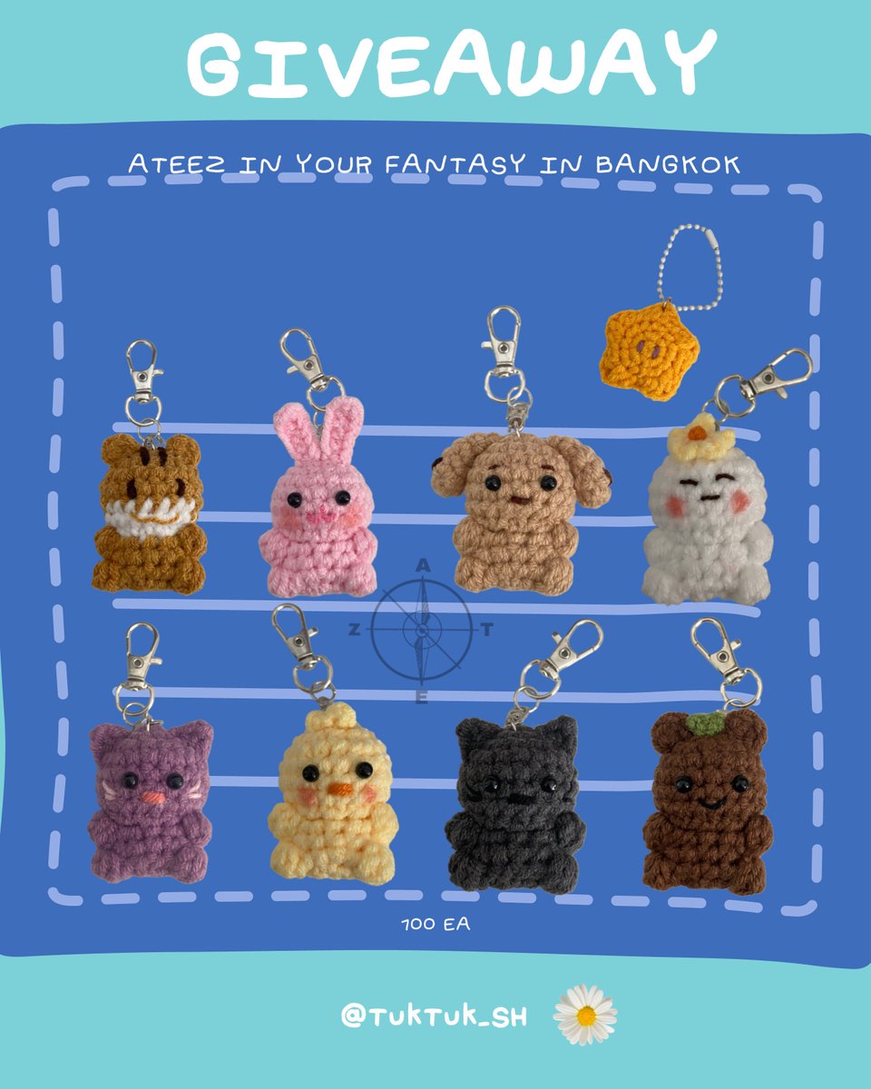 🤍 FOR ATINY 🤍

GIVEAWAY #In_Your_Fantasy_bkk

HANDMADE KEYRING  

เราตั้งใจทำมากๆ มาสุ่มน้องกันเยอะๆน๊า 

📌 Impact exhibition hall 5-6
📅 04 April 2026

#ATEEZinBKK #ATEEZinBangkok