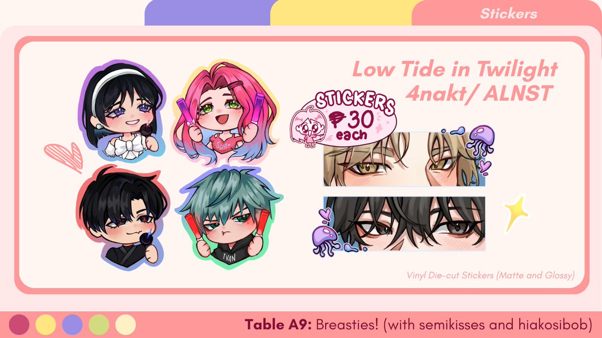 HENLOO!! Here is my (first ever) catalogue for PoTA: Boys Club! 💙

I will be with my Breasties: <a href="/semikisses/">૮꒰ semi ꒱ა</a> <a href="/hiakosibob/">BOB | Stickers soon!</a> ✨😎 You can visit us at Table A9! 

#PatronsOfTheArts #PotABoysClub #BL