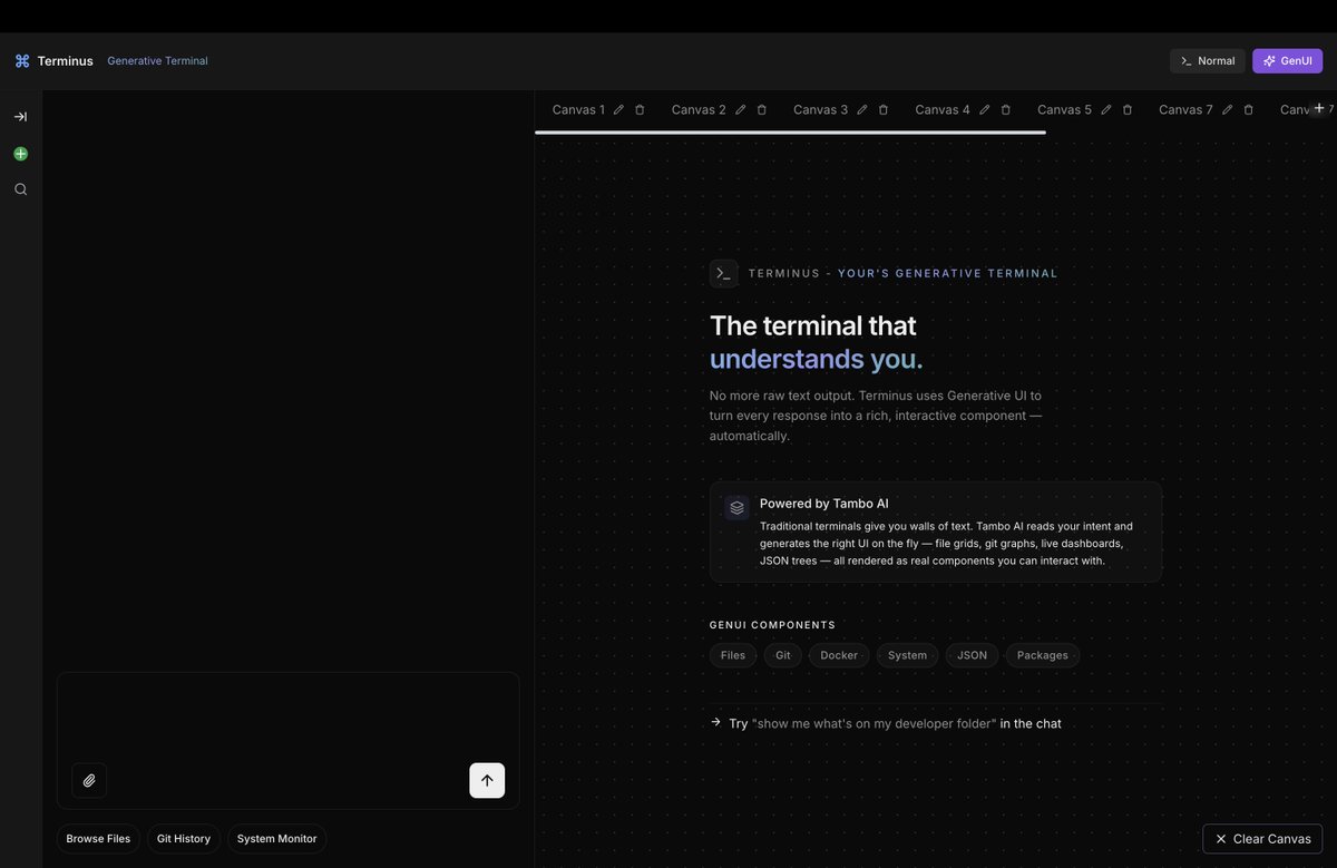 mohit5upadhyay's tweet photo. Your terminal shouldn’t feel like it’s from 1970!!

🚀 Terminus turns natural language into real shell execution + interactive visual UI.

Powered by @tambo_ai x @WeMakeDevs 

Github 👉: https://t.co/mVRsMhnUmW

YT Link 👉: https://t.co/Ye7KqyUV9q

#TheUIStrikesBack @kunalstwt https://t.co/bE2ACqeX3L