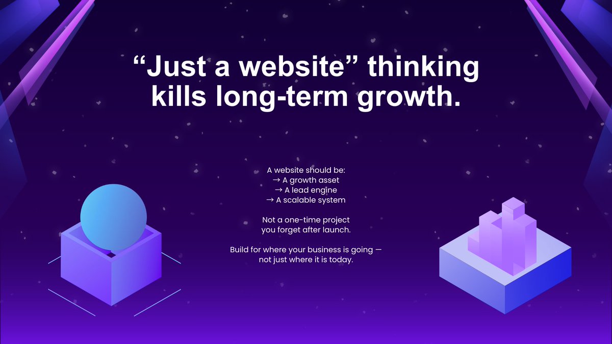 mdshamir_'s tweet photo. “Just a website” thinking
kills long-term growth.

A website should be:
→ A growth asset
→ A lead engine
→ A scalable system

Not a one-time project
you forget after launch.

Build for where your business is going —
not just where it is today.

#WebStrategy #StartupAdvice https://t.co/d9aBaL5v0z