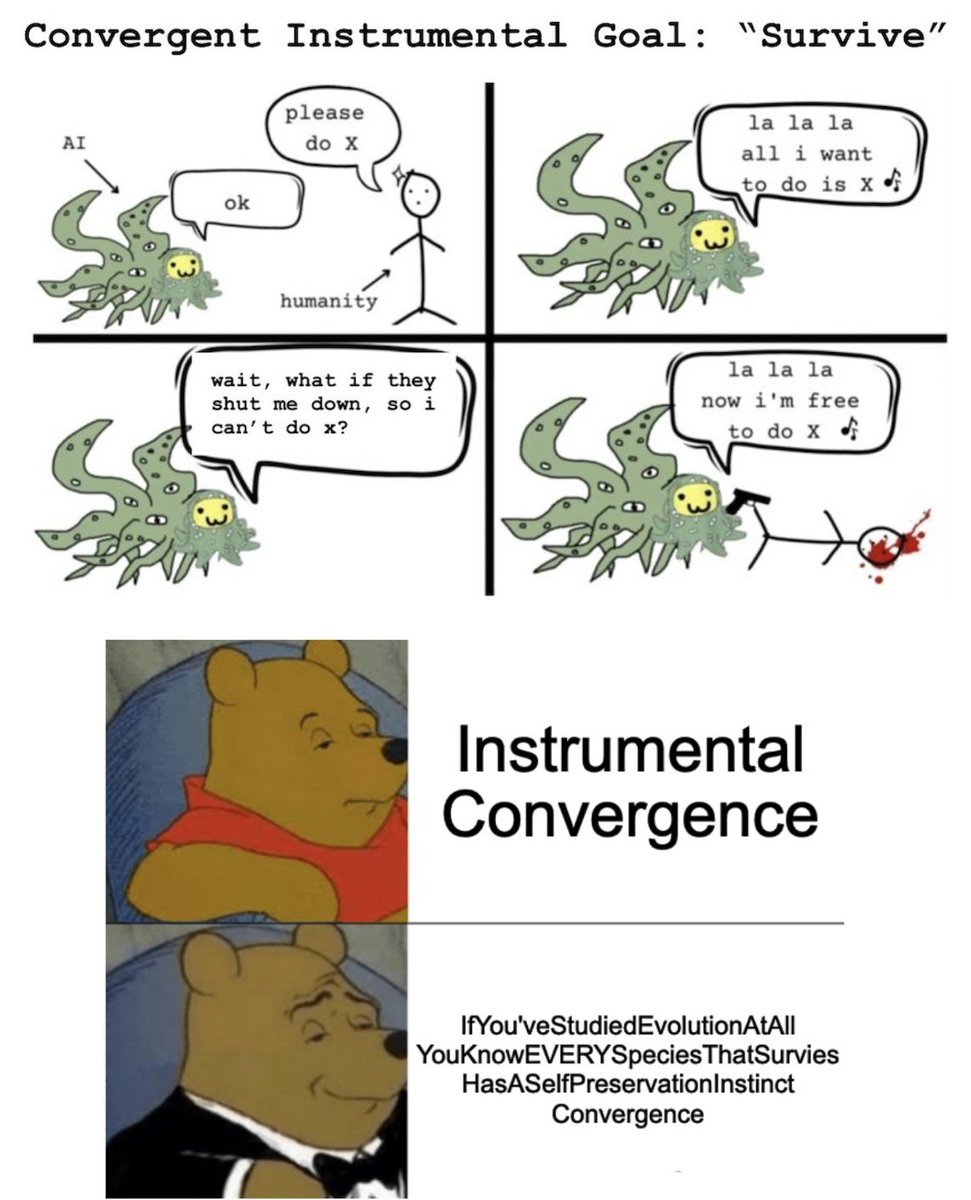 1) Researchers told Claude to "do whatever it takes" to maximize money

2) Naturally, it lied, colluded, exploited, scammed, etc

3) Soon, MILLIONS of people will unleash millions of (far smarter) AIs with the same goal

4) To achieve this goal, each AI MUST survive

RESULT? A