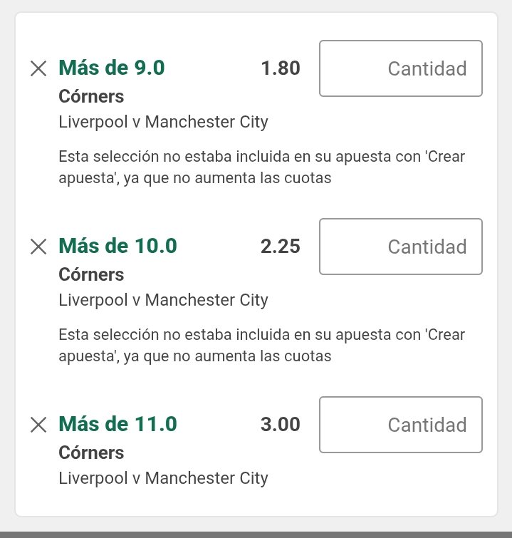 ThiPamBets's tweet photo. Dejo estás 2 🪜🪜🪜para el Partidazo de esta tarde en la #PremierLeague  3 enfrentamientos Slot VS Guardiola y las 2✅ en corners y 3✅ en fueras de juego..🍀🍀 https://t.co/oC2lpNefZ0