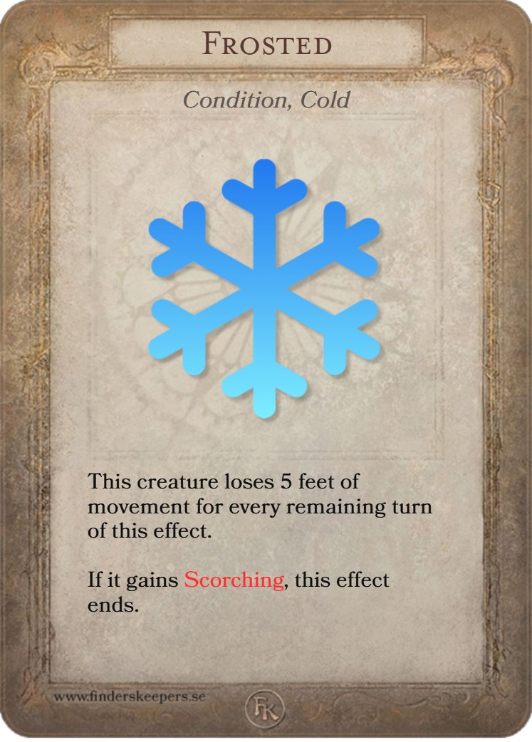 I made new DnD custom conditions :>
One for each element~!!!!
Here's the first two for fire and cold

#dnd #homebrew