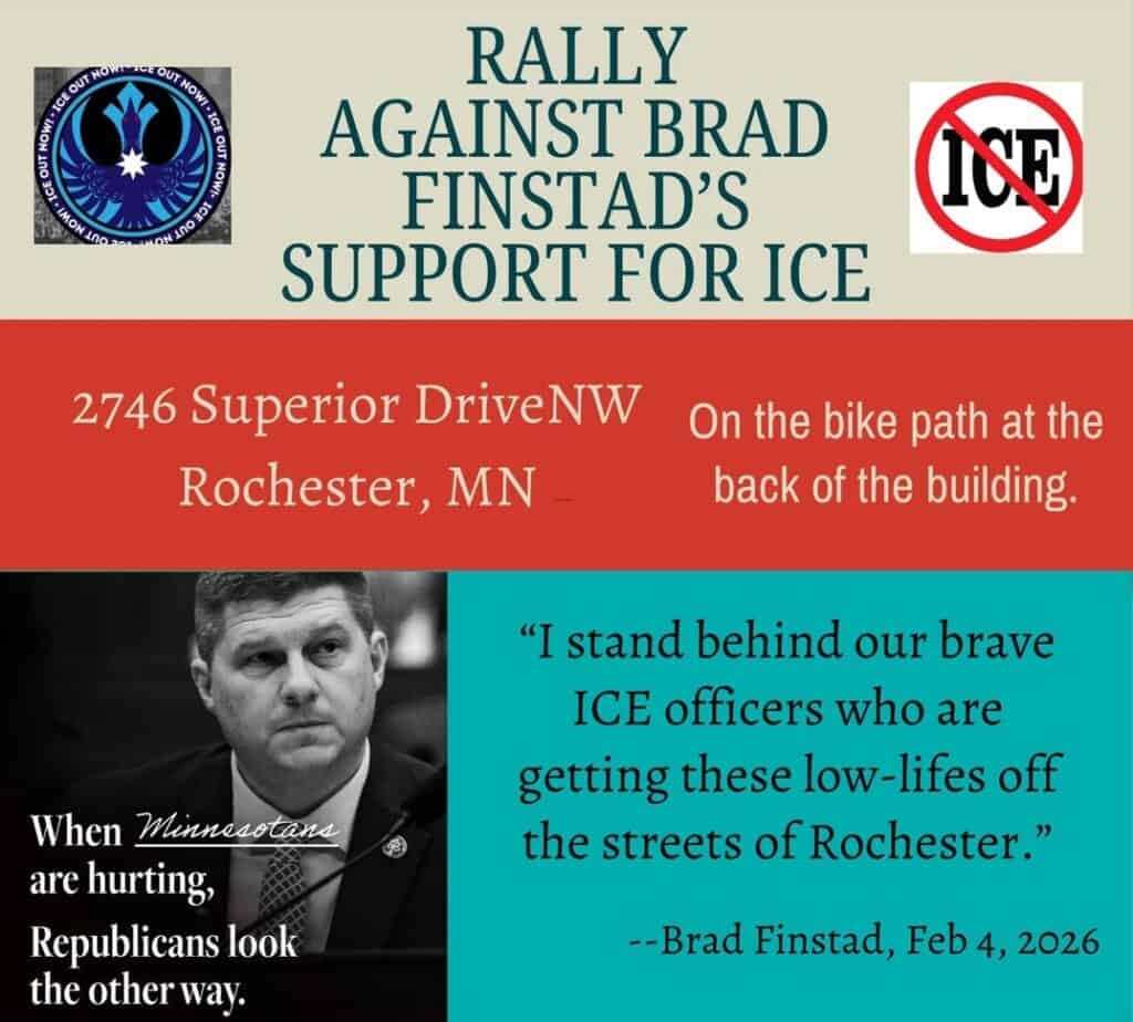 McPhersonHall's tweet image. Wanna bet that temps in the 40s will not prevent #RepFinstad constituents from participating in the #DriftlessForDemocracy event in #RochesterMN.

Let's discuss #RepFinstad &amp;amp; #RepublicanStudyCommittee's #Reconciliation2.0 authorizing another $1 Billion to deport illegal aliens