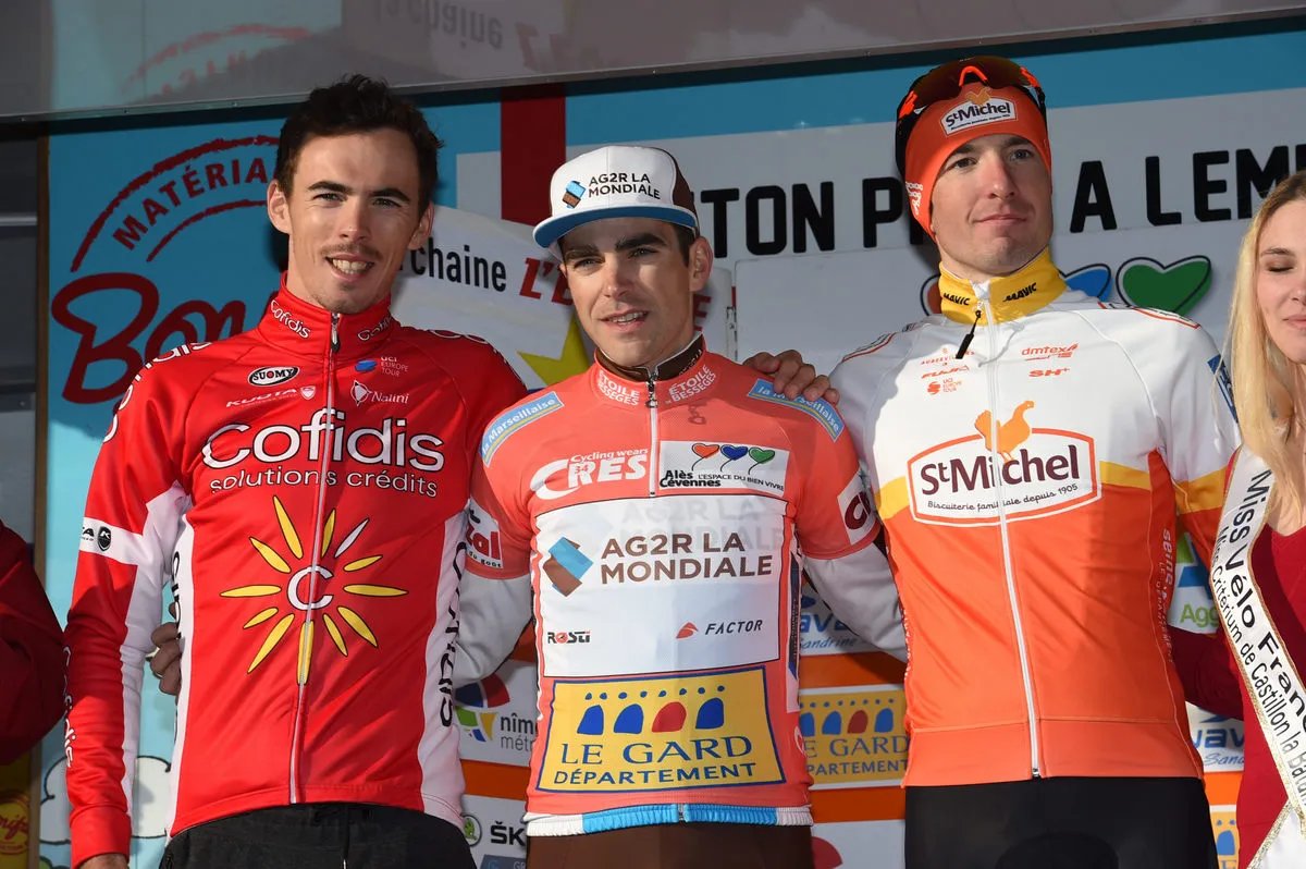 Miroir2Cyclisme's tweet photo. Il faut remonter à 2018 pour retrouver un triplé français au CG de l'Etoile de Bessèges
1⃣ Tony Gallopin
2⃣ Christophe Laporte
3⃣ Yoann Paillot
📸 Fotoreporter Sirotti
#TonyGallopin #ChristopheLaporte #EDB2018 #EDB2026 #cyclisme #cycling #ciclismo https://t.co/TRZzqYBa01