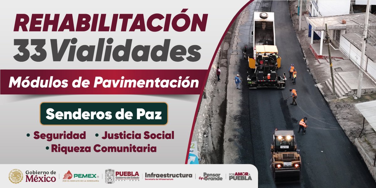 Infraestructura que conecta y mejora la vida diaria: 33 vialidades rehabilitadas para una movilidad más justa y segura.
 #RehabilitaciónVialidades