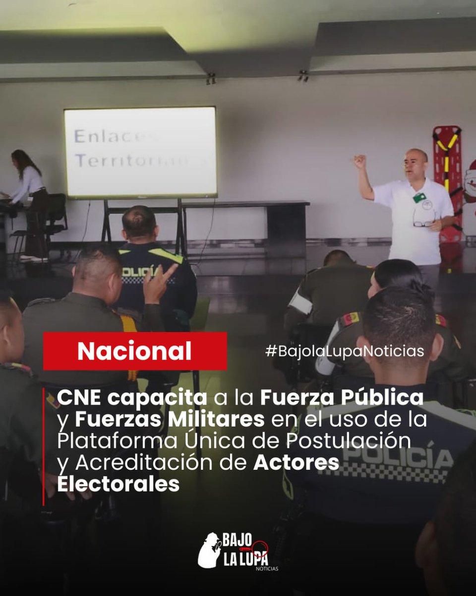 #Elecciones2026 📦CNE capacita a la Fuerza Pública y Fuerzas Militares en el uso de la Plataforma Única de Postulación y Acreditación de Actores Electorales👆 <a href="/CNE_COLOMBIA/">CNE Colombia</a>
facebook.com/share/p/1Brx6N…